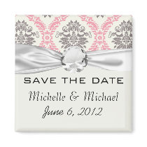 cream and grey tan damask bliss magnets