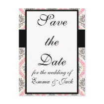 cream and grey tan damask bliss pattern design post cards