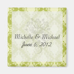 cream and olive diamond elegant damask refrigerator magnet