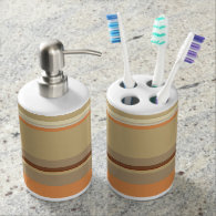 Cream and Orange Stripe Design Bath Set