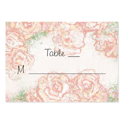 Cream and Pink Roses Wedding Place Cards Business Card (front side)