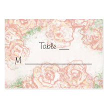Cream and Pink Roses Wedding Place Cards Business Card