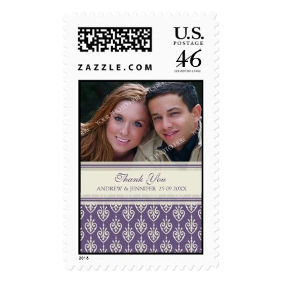 Cream and Plum Thank You Wedding Stamps