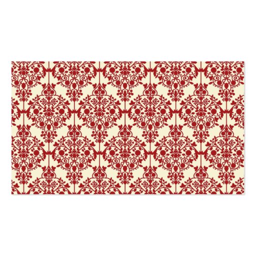 Cream and Red Damask Placecards Business Card Templates (back side)