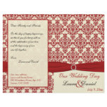 Cream and Red Damask Wedding Program flyers