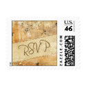 Cream and tan RSVP Postage stamp