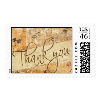Cream and tan Thank you postage stamp