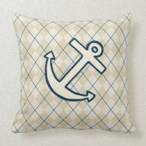 Cream Argyle Anchor  Pillow