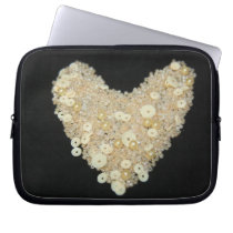 Cream bead and sequin heart Laptop Sleeve