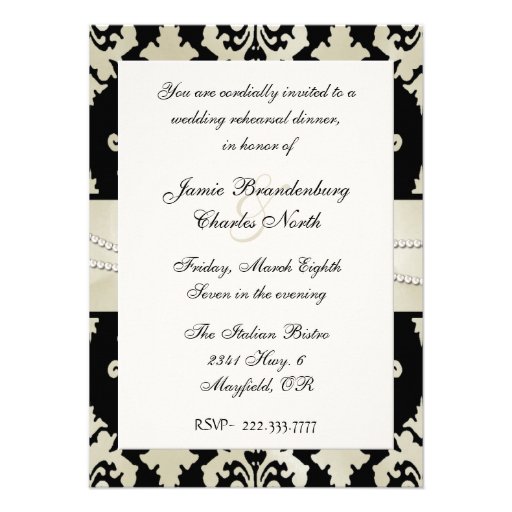 Cream & Black Wedding Rehearsal Dinner Invitation