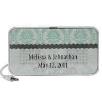 cream blue green damask wedding keepsake iphone speaker