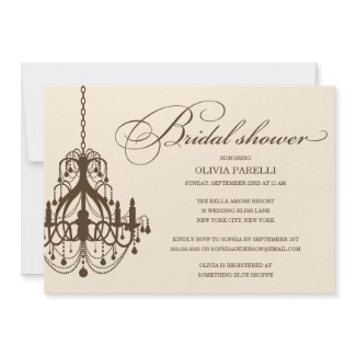 CREAM & BROWN CHANDELIER | BRIDAL SHOWER INVITE invitation