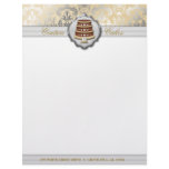 Cream Cake Couture Glitzy Damask Business Customized Letterhead