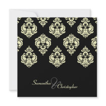 Cream Damask/black wedding invitations