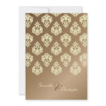 Cream Damask/faux copper wedding invitations