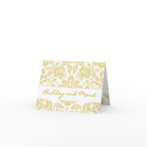 Cream Damask Gold Wedding Invitation Note Cards