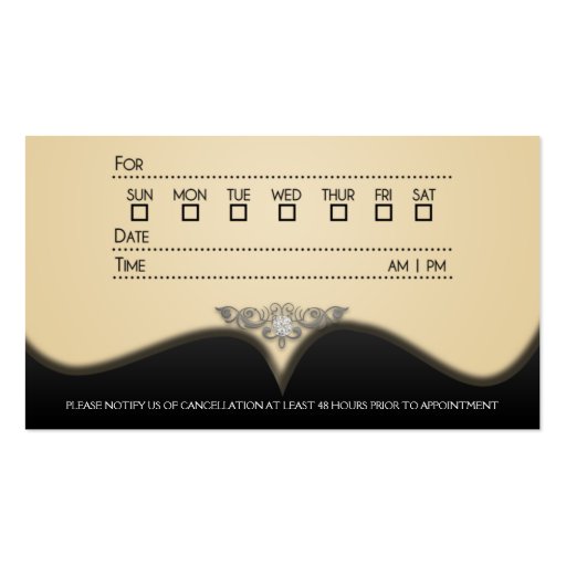 Cream Diamond Damask Appointment Cards Business Card Template (back side)