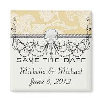 cream ecru floral elegant damask magnet