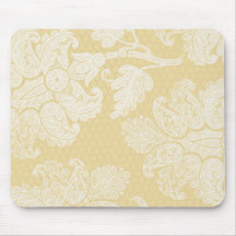 cream ecru floral elegant damask mousepad