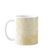 cream ecru floral elegant damask coffee mugs