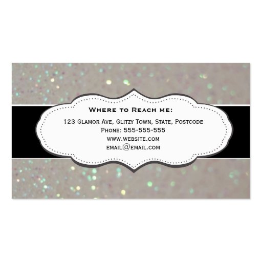 Cream Faux Glitter Business Cards (back side)