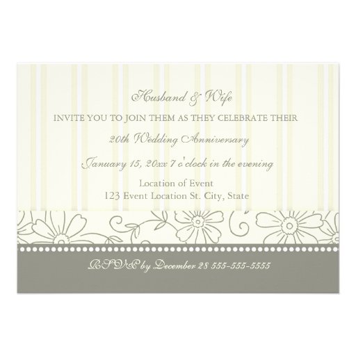 Cream Floral 20th Anniversary Party Invitation