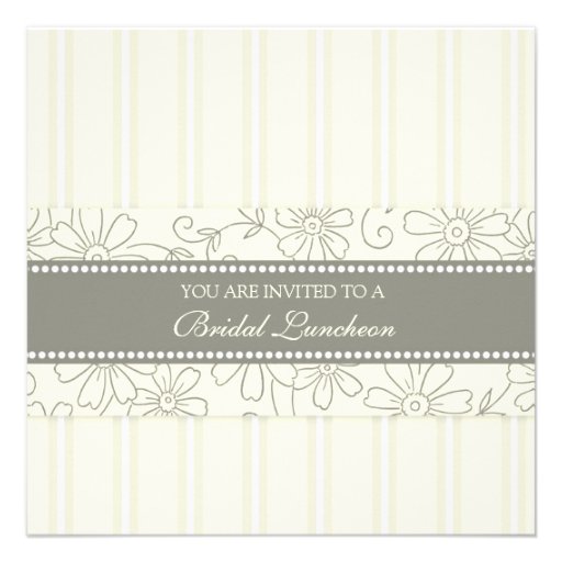 Cream Floral Bridal Luncheon Invitation Cards