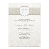 Cream Floral Damask Wedding Anniversary Invite invitations