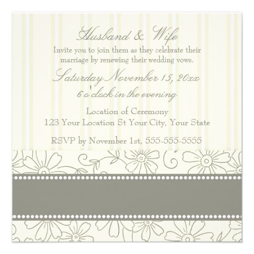 Cream Floral Photo Wedding Vow Renewal Invitations