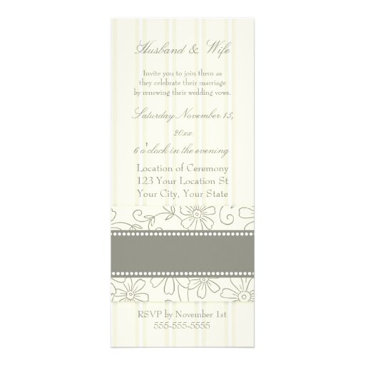 Cream Floral Wedding Vow Renewal Invitations