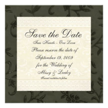 Cream Flourish Save the Date Card Personalized Announcement