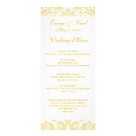 Cream Gold Floral Damask Wedding Menu Custom Announcement