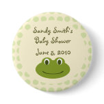 Cream & Green Dots Frog Baby Shower Button Favors