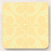 Cream Heart Fractal Pattern Drink Coaster