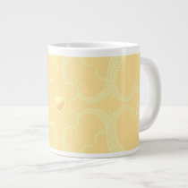 Cream Heart Fractal Pattern Jumbo Mug