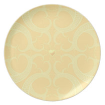 Cream Heart Fractal Pattern Plate