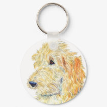 Cream Labradoodle #2 Keychain