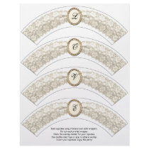 Cream Lace Monogram Cupcake Wrappers Letterhead