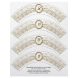 Cream Lace Monogram Cupcake Wrappers Letterhead