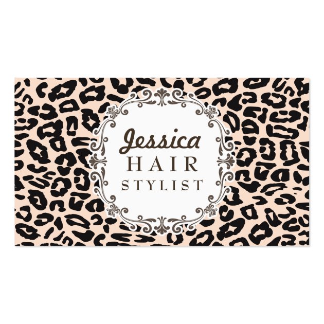 Cream Leopard Print Hair Stylist Appointment Cards Business Card
