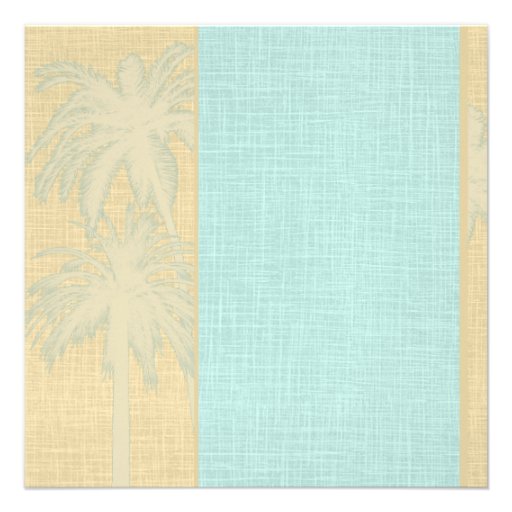 Cream Linen and Blue Palm Trees Invitation