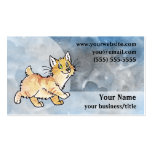 Cream Manx Cat Business Card - Blue and Gray