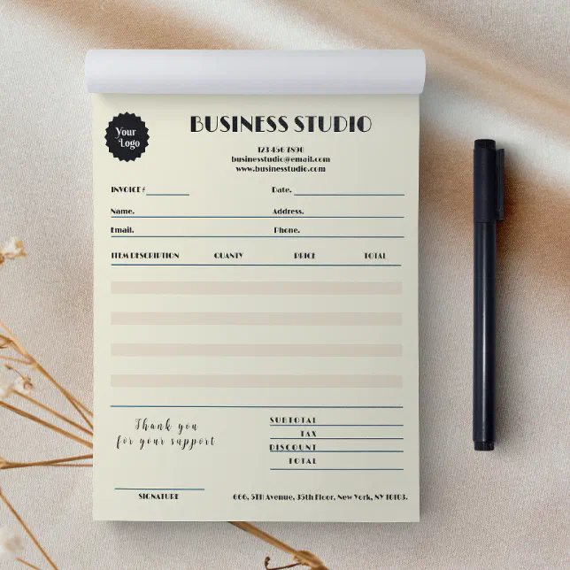 Cream Marble Invoice Sales Receipt Small Business Notepad Zazzle