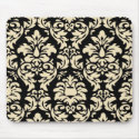 Cream On Black Damask Mousepad by Sallese Cream On Black Damask Mousepad