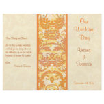 Cream, Orange, Gold Damask Wedding Program Flyer Design