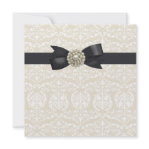 Cream Pearl Bow Black Tie Party Event Template Custom Invite