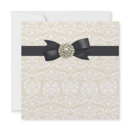 Cream Pearl Bow Black Tie Party Event Template invitation
