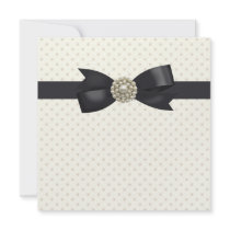 Cream Pearl Bow Black Tie Party Event Template Custom Invite