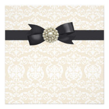 Cream Pearl Bow Black Tie Party Event Template Custom Invite