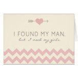 Cream & Pink Chevron Bridesmaid Card